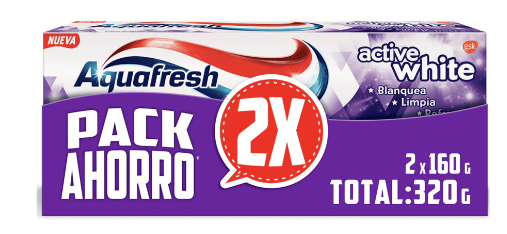 AQUAFRESH PACK ACTIVE WHITE 2 X 160 GR