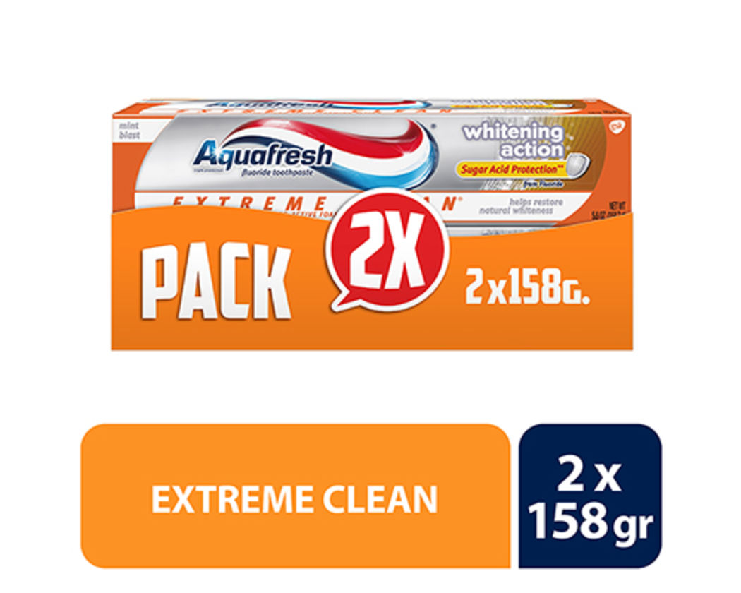 AQUAFRESH EXTRLEAN WHITE/ACT CRE DEN X 158 GR