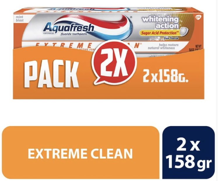 AQUAFRESH EXTRLEAN WHITE/ACT CRE DEN X 158 GR