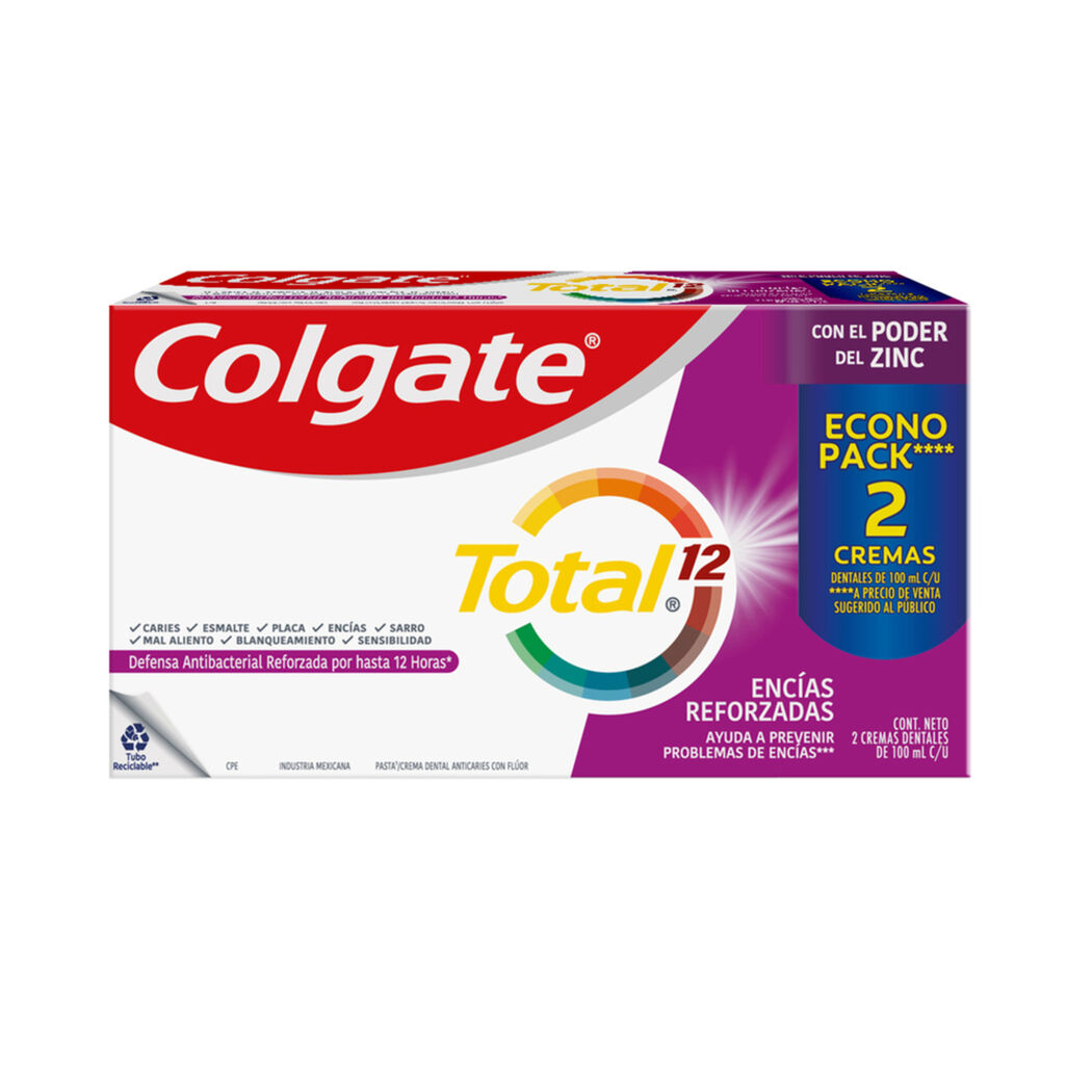 COLGATE CRE TOTAL 12 ENCIAS REFORZ PACK 2 X 100 ML