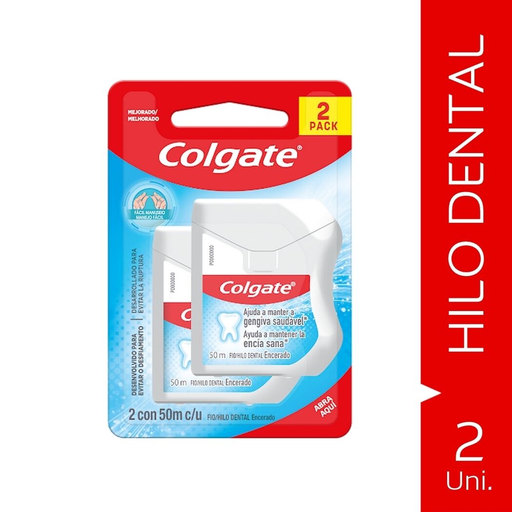 COLGATE HILO DENTAL C/CERA 50 MT X 2 UND