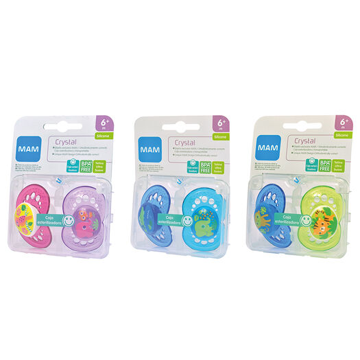 MAM CHUPETE X 2 CRYSTAL 6 + SILICO NEW