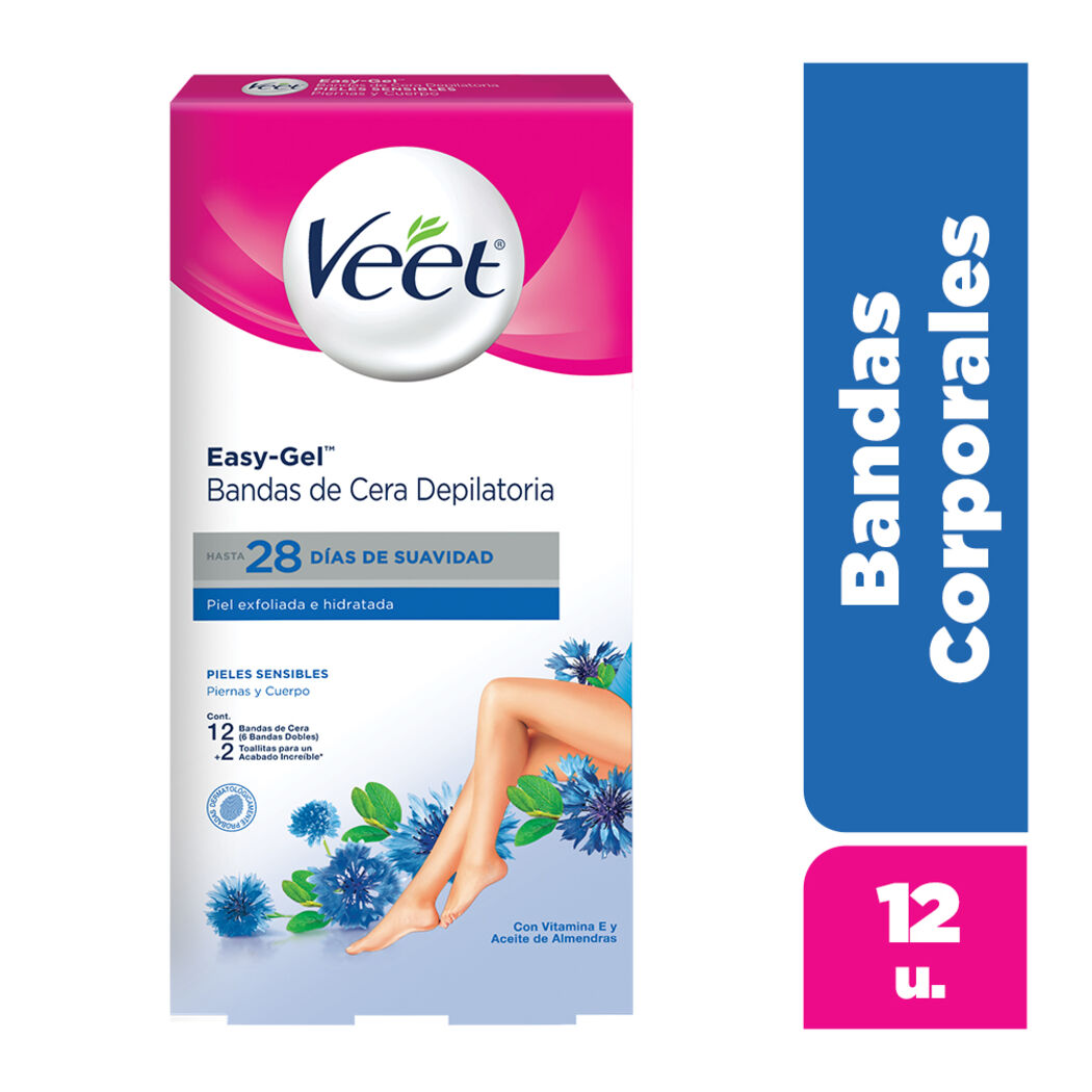 VEET BANDAS DEP CORPORAL PURE & FRESH PIEL SENSIBLE X 12