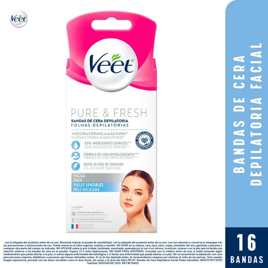 VEET BANDAS DEP FACIAL PURE & FRESH PIEL SENSIBLE  X 16