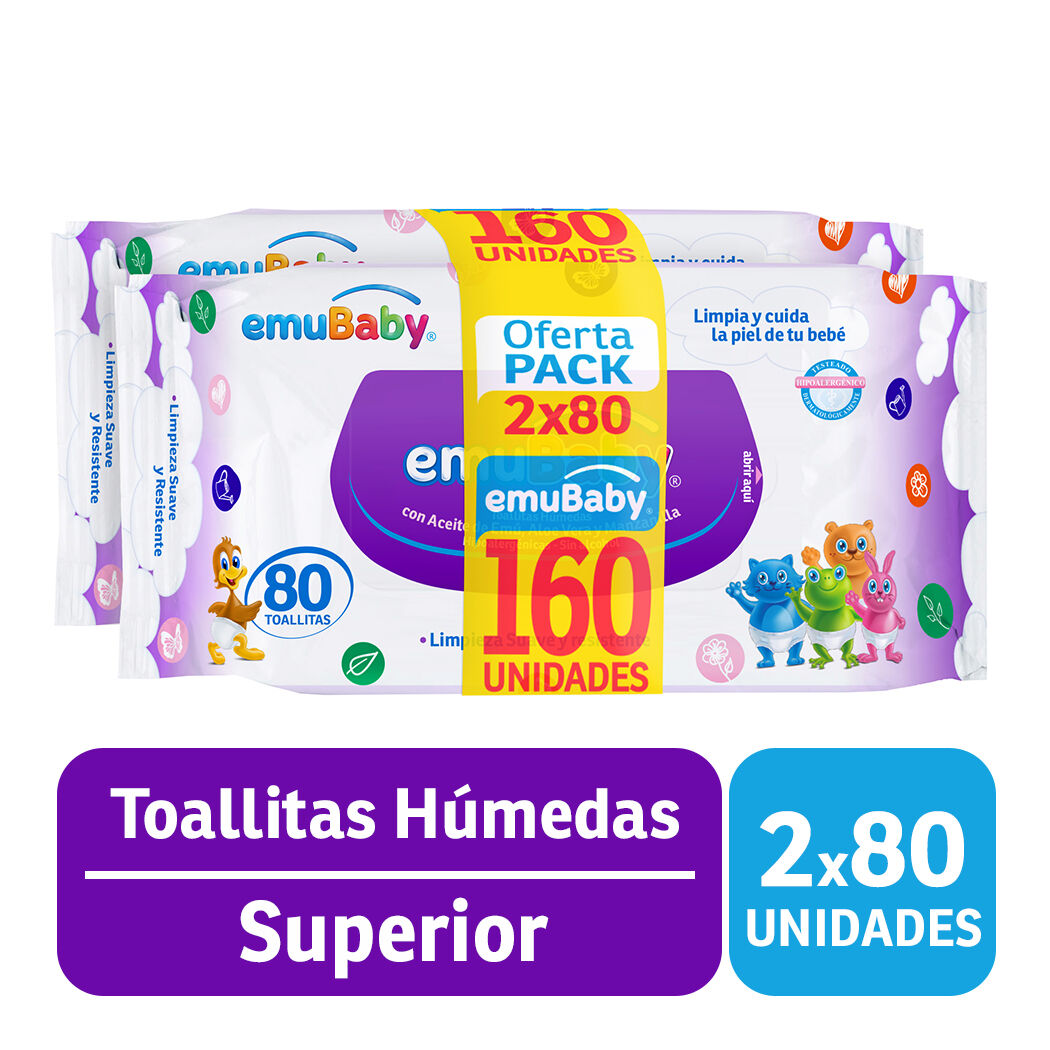 TOALLAS HUMEDA CON ACEITE EMU 80 UND X 2