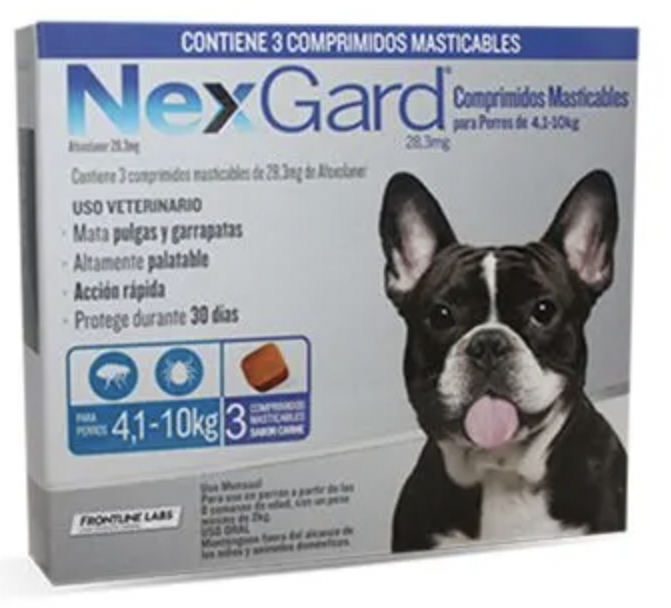 NEXGARD TAB MAST 4-10 KG 28,3 MG X 3 UND