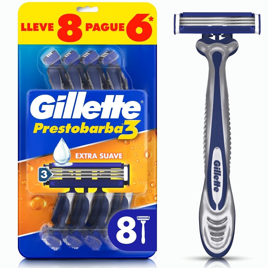 GILLETTE PRESTOBARBA3 MAQUINA LLEVE 8 Y PAGA 6