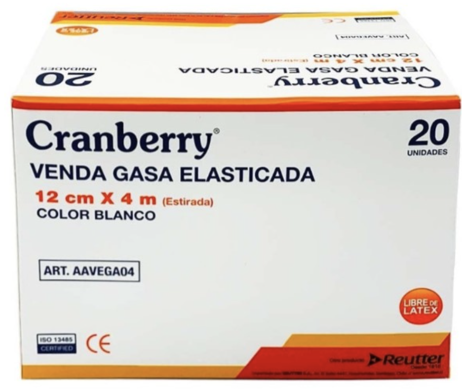 CRANBERRY VENDA GASA ELASTICADA 12 CM X 4 MT X 20 UND (DM)