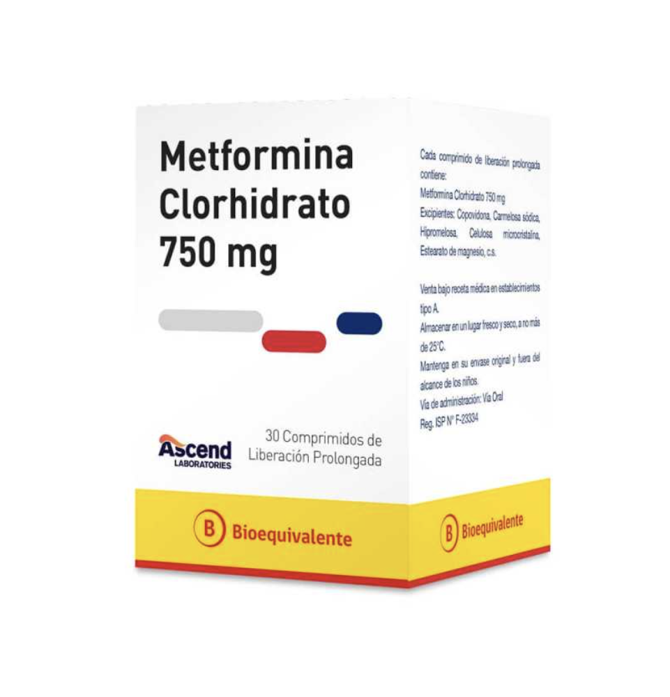 METFORMINA XR 750 MG X 30 COMPRIMIDOS