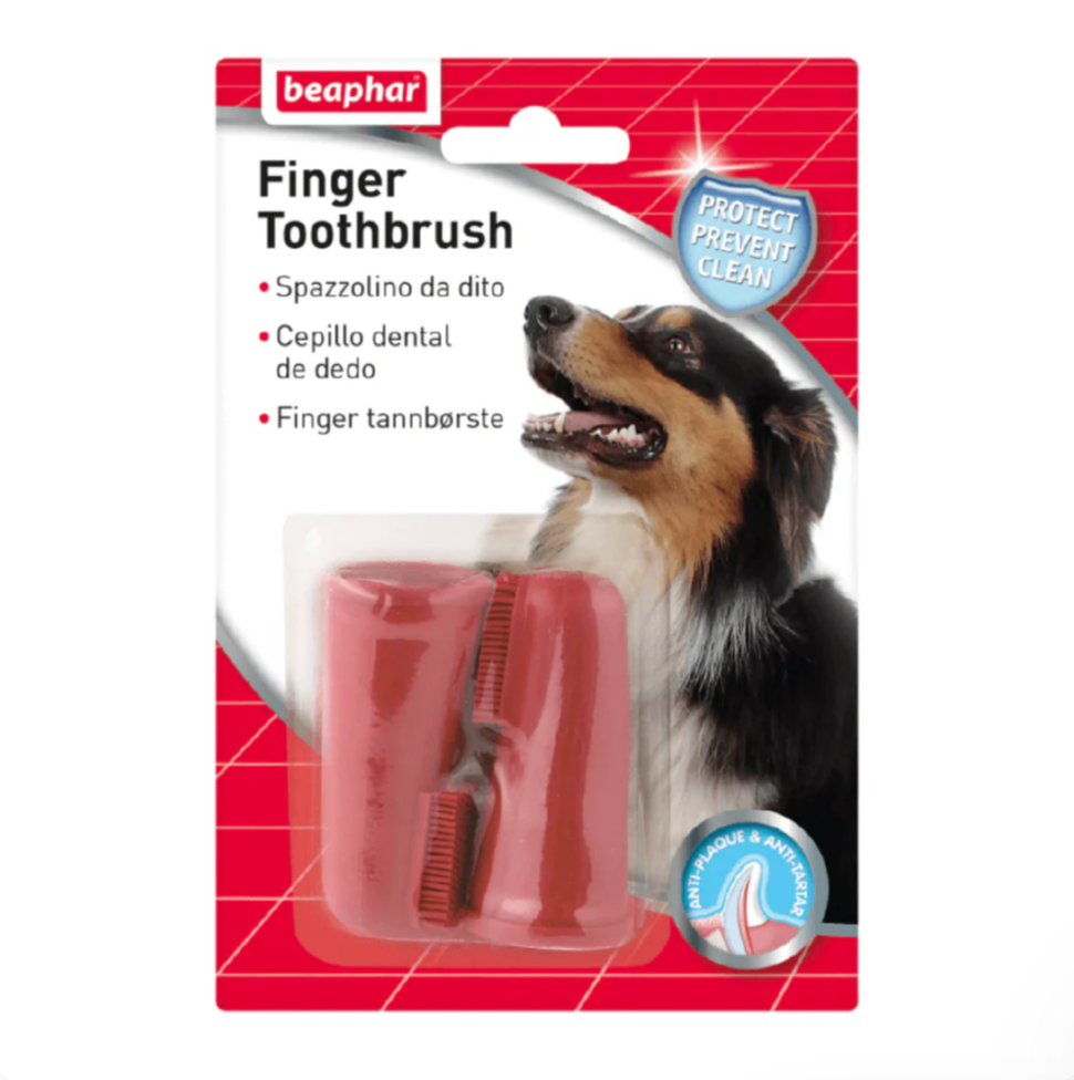 CEPILLO DIENTES DE DEDO PERROS Y GATOS  X 2 BEAPHAR