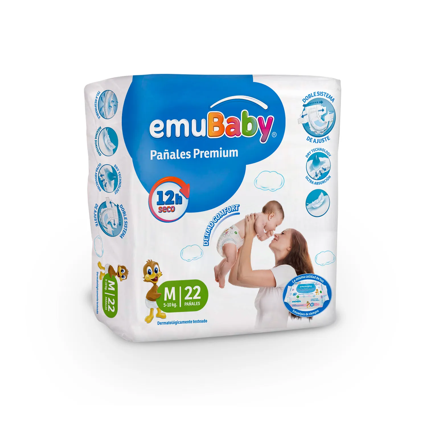 EMUBABY PAÑAL PREMIUM M X 22 UND
