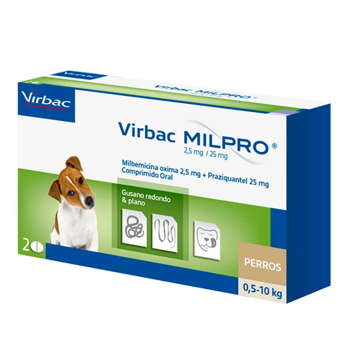 MILPRO PERRO COM 2.5/25 MG 0.5-10 KG X 2