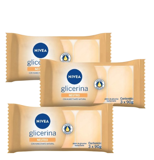 NIVEA JABON BARRA GLICERINA ACEITES ESENCIALES X 90 GR X 3 UND