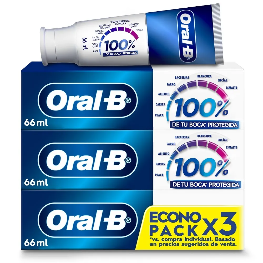 ORAL B PASTA 100% X 70 GR X 3 UND
