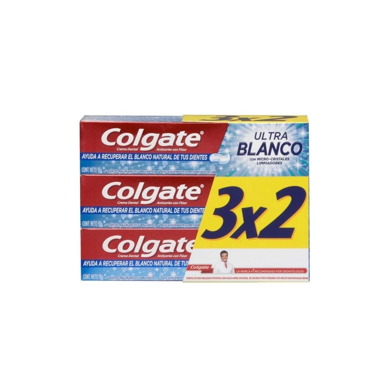 COLGATE CRE ULTRA BLANCO X 90 GR X 3 UND