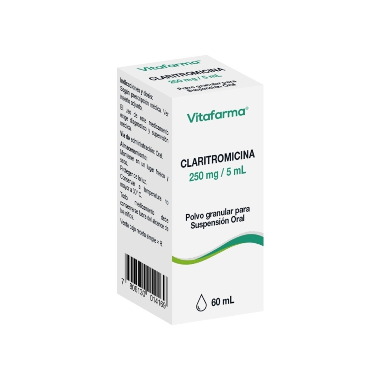 CLARITROMICINA SUSPENSION 250MG/5ML X 60 ML