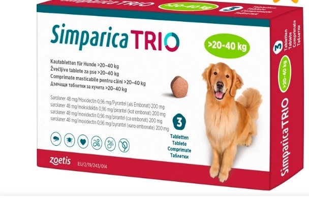 SIMPARICA TRIO GREEN TAB 20.1-40 KG X 1
