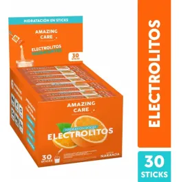 AMAZING CARE ELECTROLITOS EN POLVO NARANJA X 30 UND