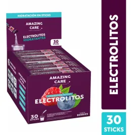 AMAZING CARE ELECTROLITOS EN POLVO BERRIES X 30 UND