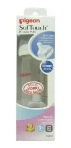MAMADERA VIDRIO BOCA ANCHA 3+ 240 ML PIGEON