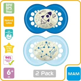 MAM CHUPETE X 2 NIGHT 6+LATEX