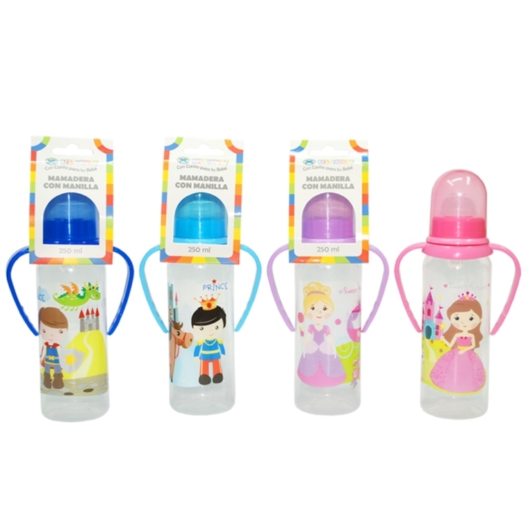 MAMADERA BOCA ESTANDAR CON MANILLA PRINCESA 250 ML BH