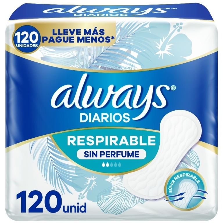 ALWAYS PROTECTORES DIARIO SIN PERFUME X 120 UND
