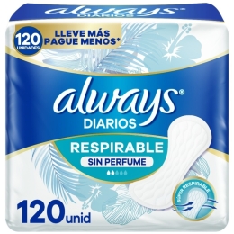 ALWAYS PROTECTORES DIARIO SIN PERFUME X 120 UND