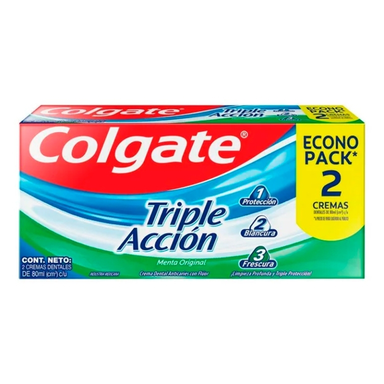 COLGATE CREMA DENT TRIPLE ACTION X 80 ML X 2