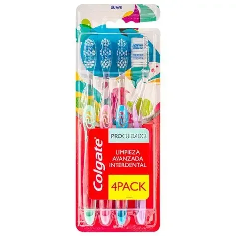 COLGATE CEPILLO DENTAL PRO CUIDADO ADULTO SUAVE X 4