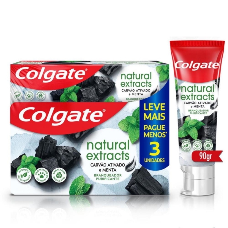 COLGATE NATURAL EXT CARBON X 90 G X 3
