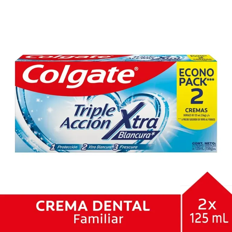 COLGATE CRE DENT TRIPLE ACC XTRA BLANC 125 ML X 2 UND