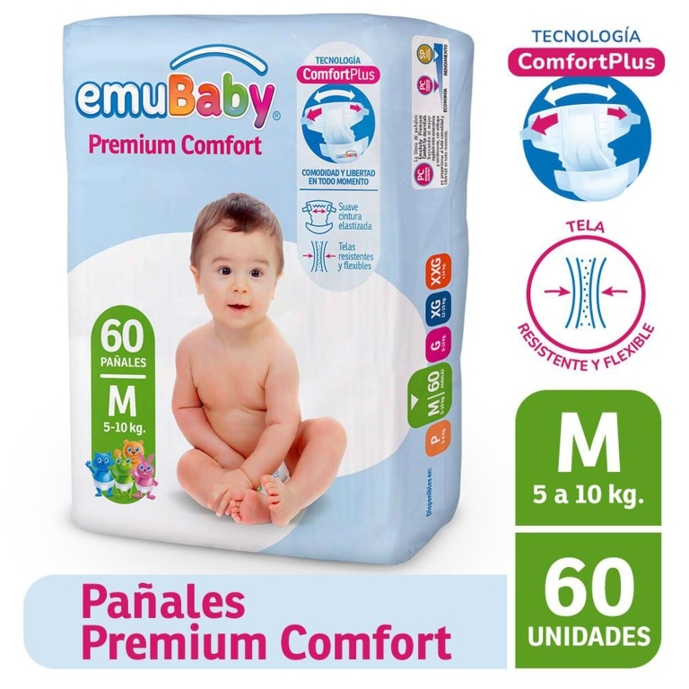 EMUBABY PAÑAL PREMIUM COMFORT M X 20 UND