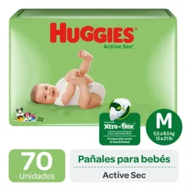 HUGGIES ACTIVE SEC M X 70 UND
