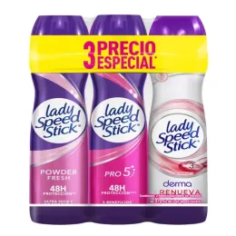 LADY SPEED DEO SPRAY OMGEGA + PWD + PRO5 X 91 G X 3 UND