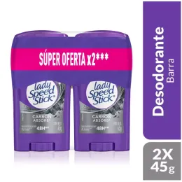 LADY SPEED STICK DEO CARBON ABSORB X 45 G X 2 UND