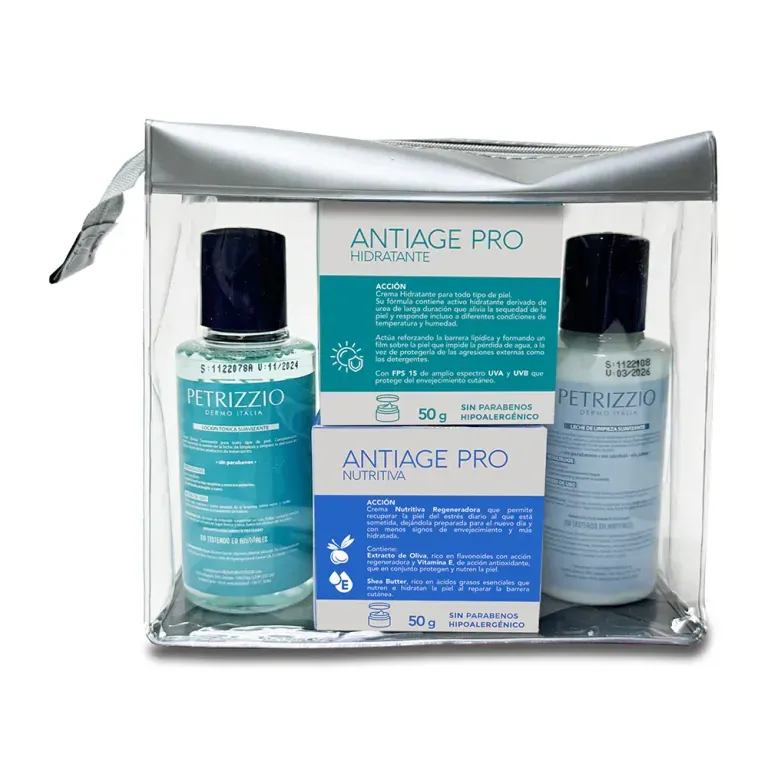 PETRIZZIO CUATRIPACK CREMA DIA + NOCHE + LOCION TONICA + LECHE DE LIMPIEZA