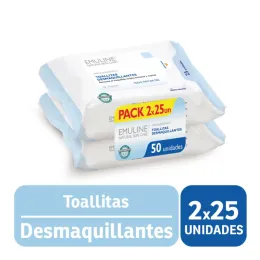 PROMO 2X1 EMULINE TOALLAS DESMAQUILLANTES 25 UN