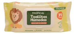 TOALLAS HUMEDAS TROPICAL CON ACEITE DE CALENDULA C/TAPA X 70 UND