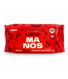 Toallas húmedas limpia manos - 100% biodegradable - 45 unidades