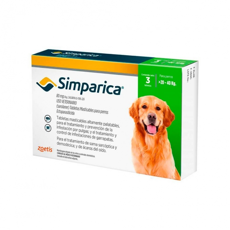 SIMPARICA COM MAST 80 MG X 3 20 KG A 40 KG