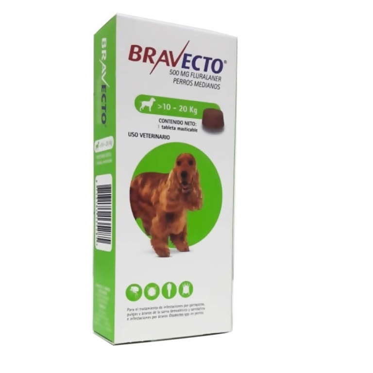Bravecto perros >10 a 20 kg x 1 comprimido