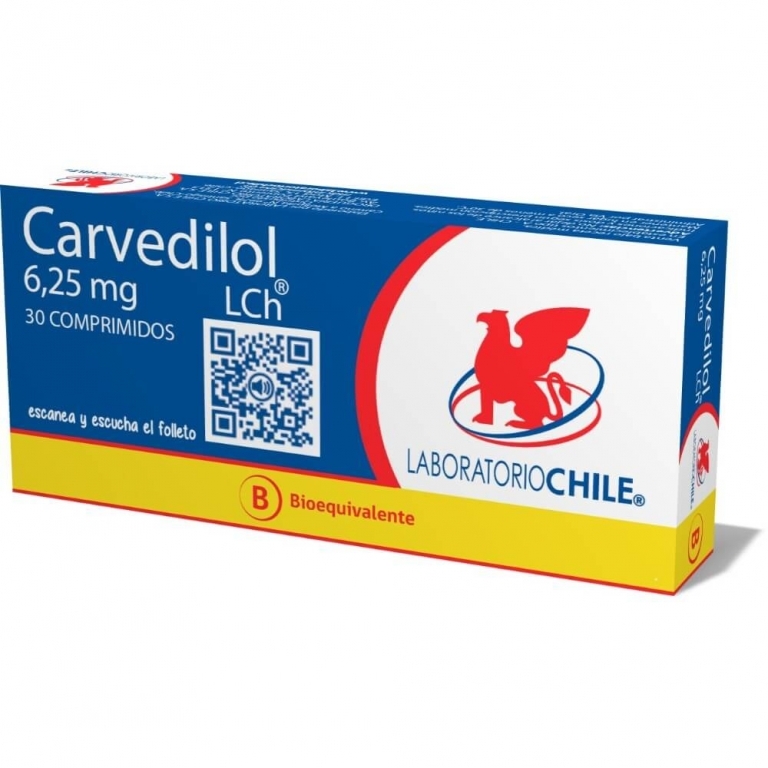 CARVEDILOL 6,25 MG X 30 COMPRIMIDOS