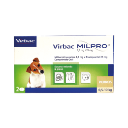 MILPRO PERRO COM 2.5/25 MG 0.5-10 KG X 2