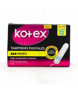 KOTEX TAMPON DIGITAL MEDIO X 12