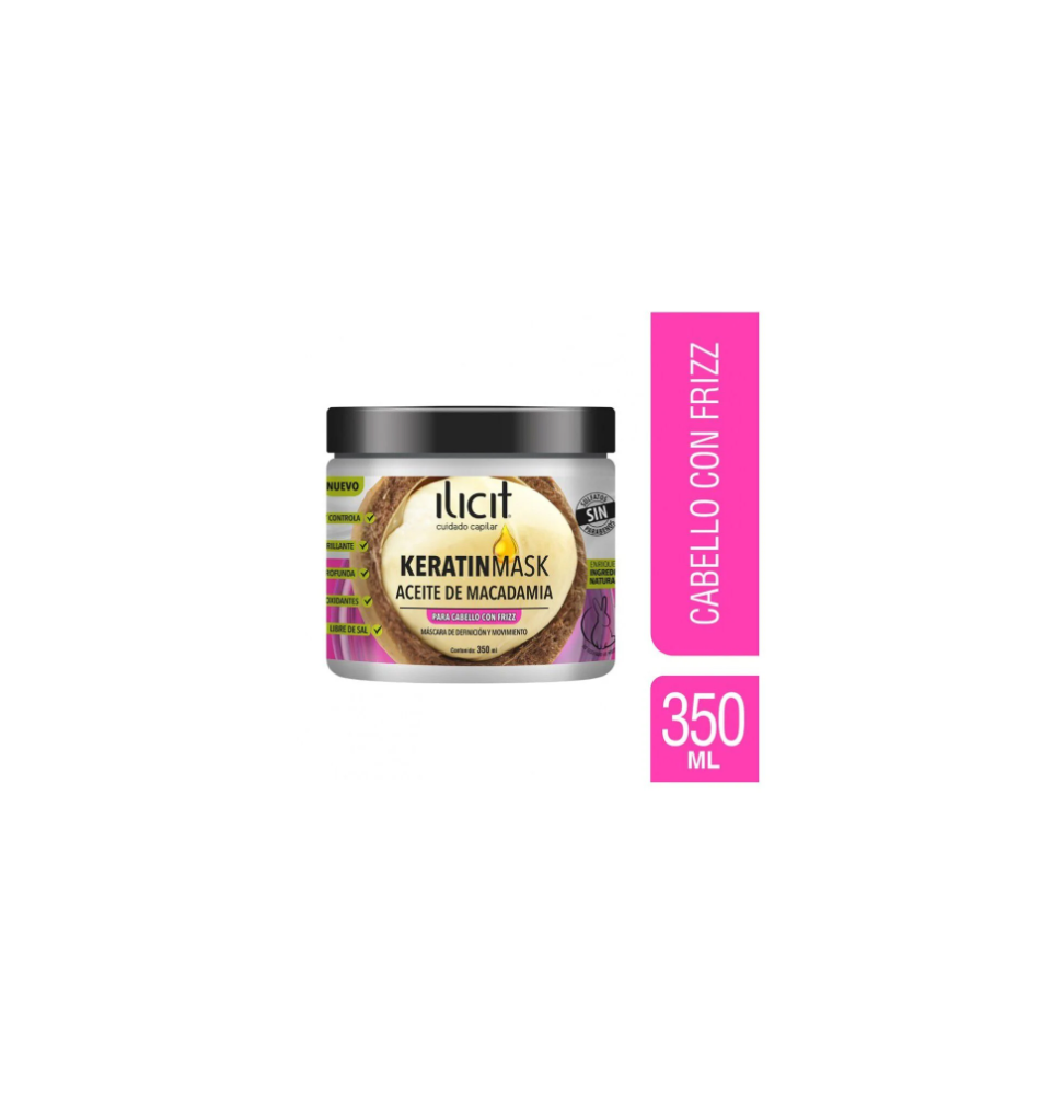 ILICIT KERATINMASK MACADAMIA CABELLO CON FRIZZ X 350 ML