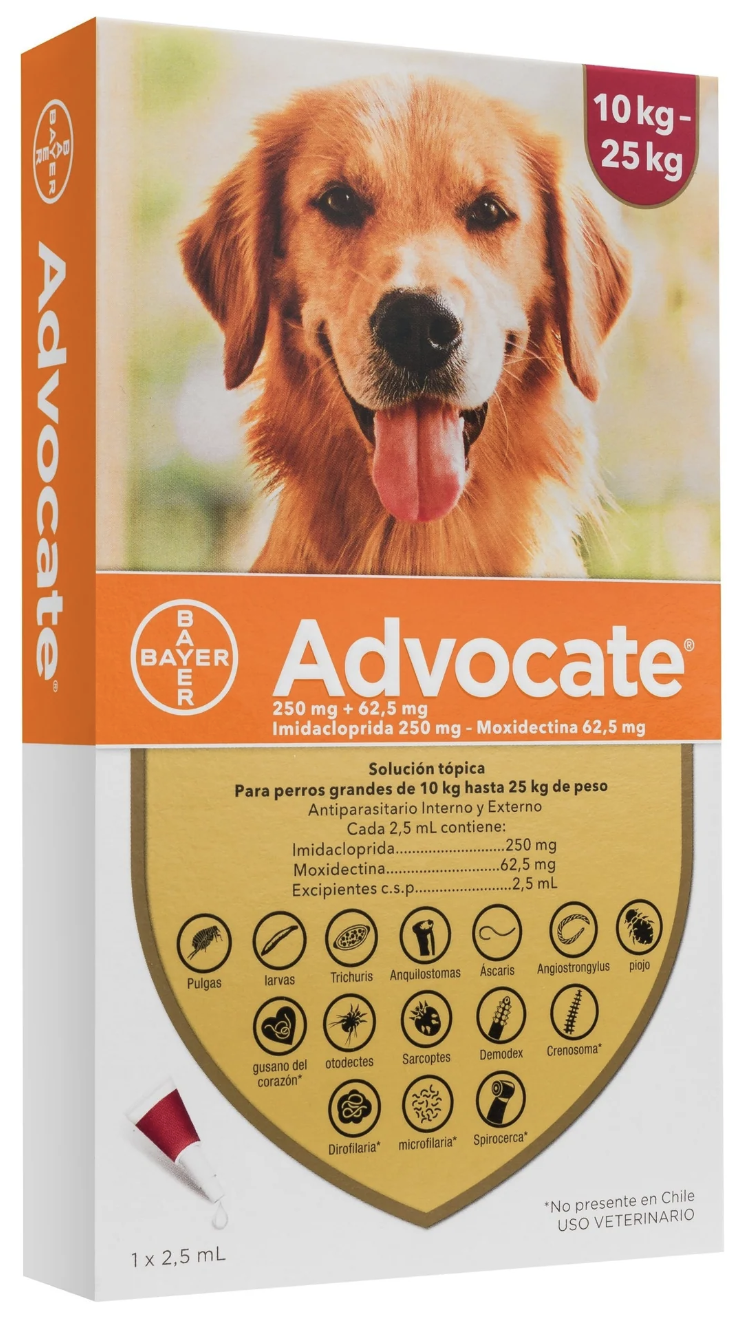ADVOCATE PERROS 10-25 KG X 1 UND