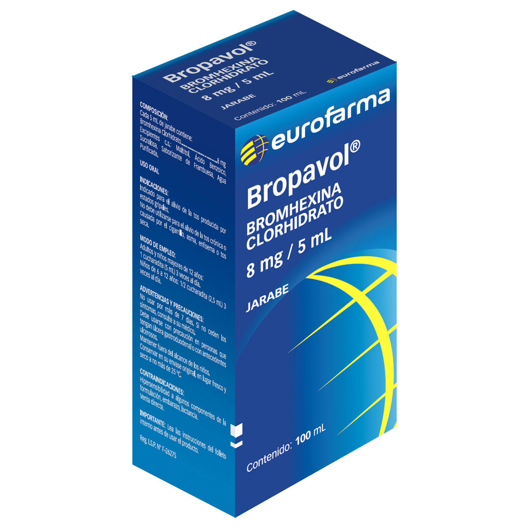 BROPAVOL JARABE 8MG/5ML X 100 ML