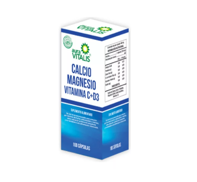 CALCIO MAGNESIO VIT C D3 CAP 367 MG X 100 AURA