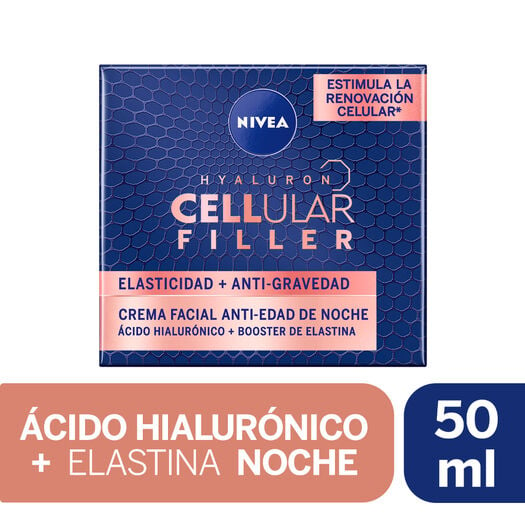 NIVEA CREMA FACIAL NOCHE CELLULAR FILLER ELASTICIDAD ANTIGRAVEDAD X 50 ML